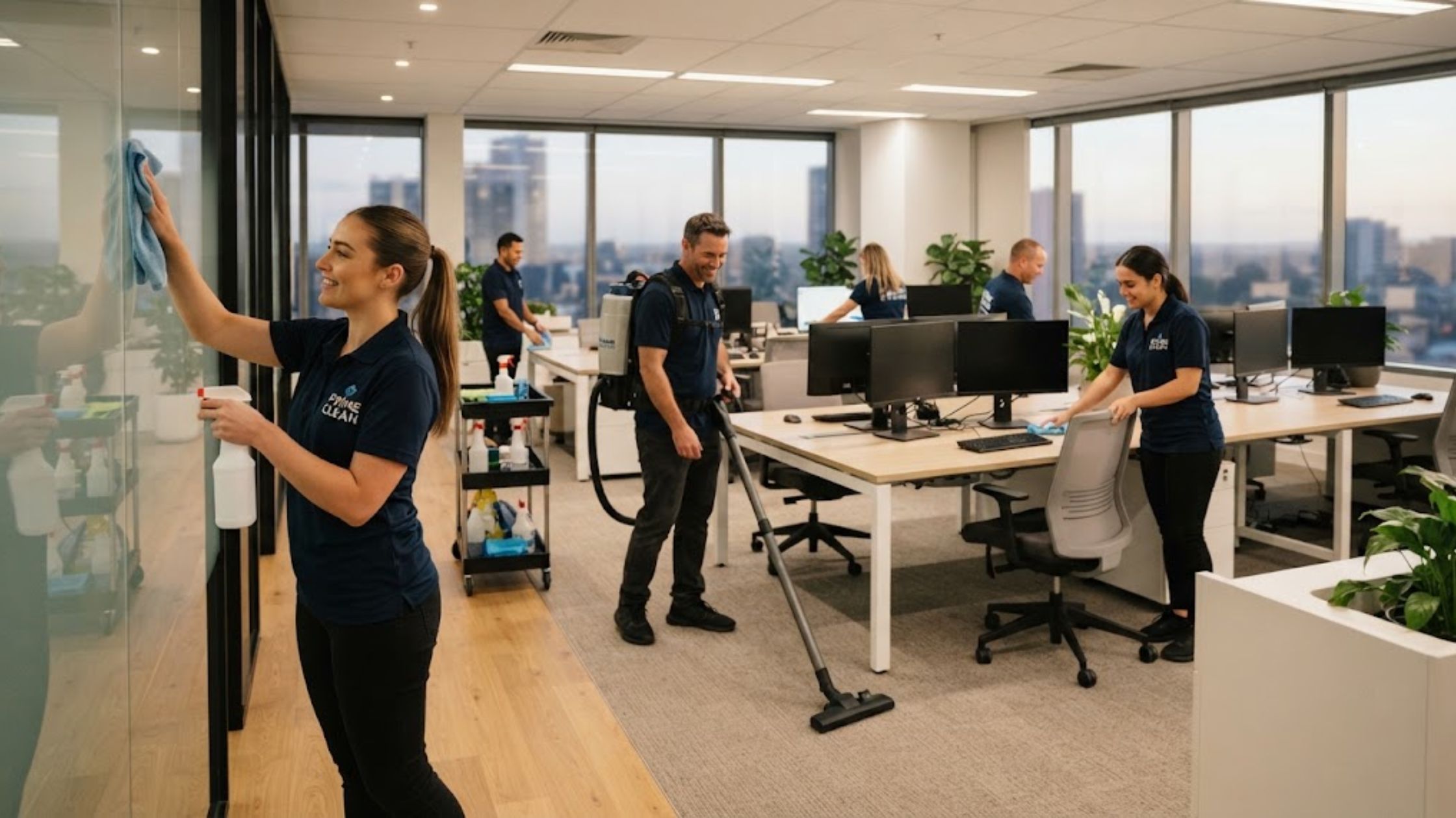 What are the primary benefits of professional office cleaning?